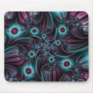 Into the Depth Blue Pink Abstract Fractal Art Mouse Mat