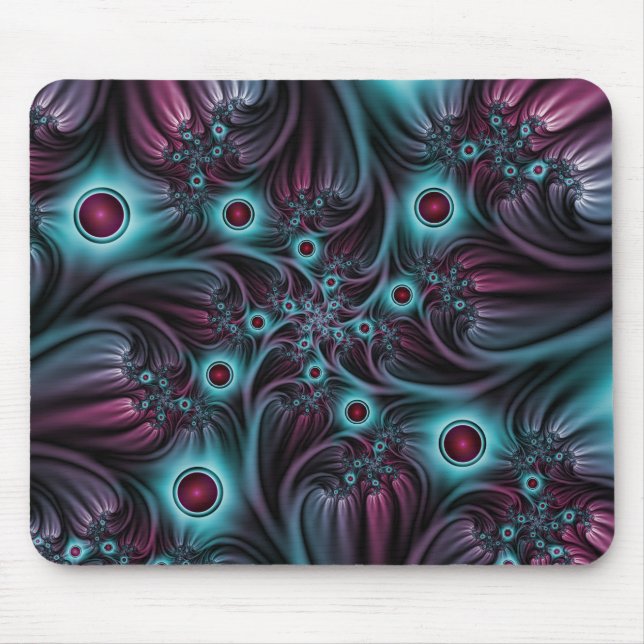 Into the Depth Blue Pink Abstract Fractal Art Mouse Mat (Front)
