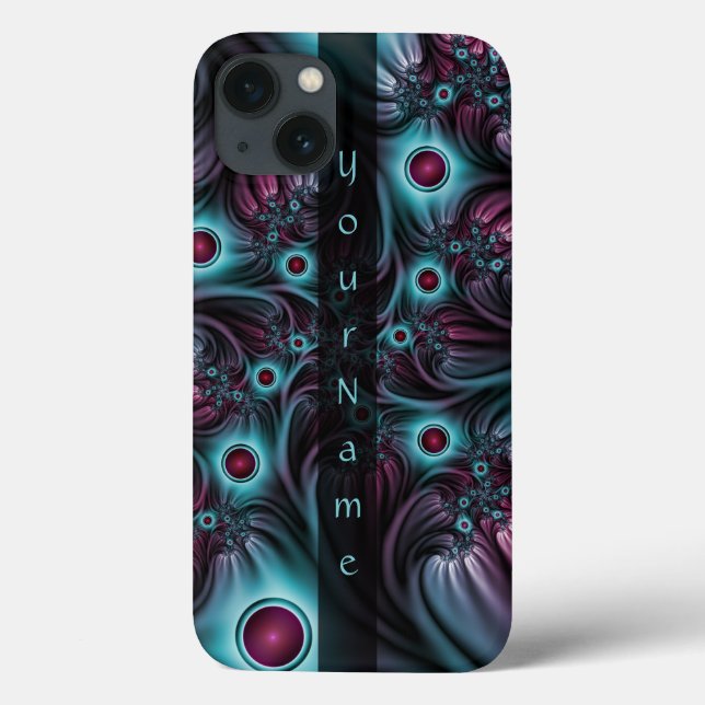 Into the Depth Blue Pink Abstract Fractal Art Name Case-Mate iPhone Case (Back)
