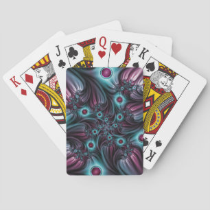 Into the Depth Blue Pink Abstract Fractal Art Playing Cards