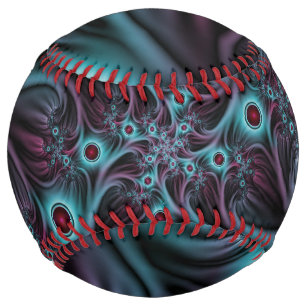 Into the Depth Blue Pink Abstract Fractal Art Softball
