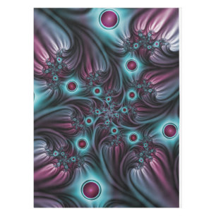 Into the Depth Blue Pink Abstract Fractal Art Tablecloth