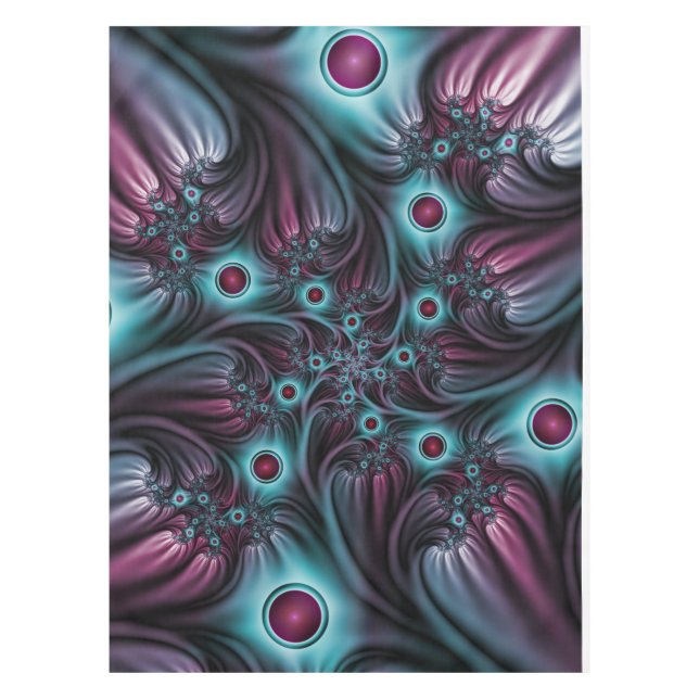 Into the Depth Blue Pink Abstract Fractal Art Tablecloth (Front)