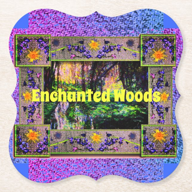 Into the Enchanted Woods Artwork Paper Coaster (Front)