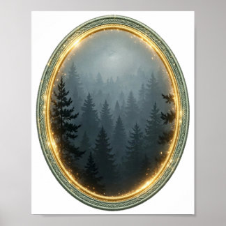 Into the Fog — Moody Pine Forest Poster