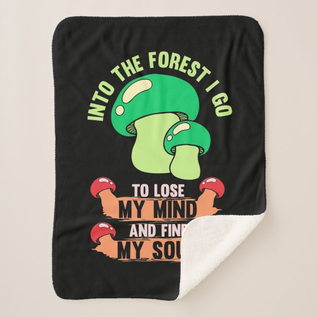 Into The Forest Mushroom Hunter Go Sherpa Blanket (Front)