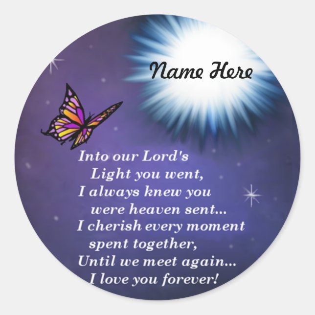 Into The Light Butterfly Classic Round Sticker (Front)