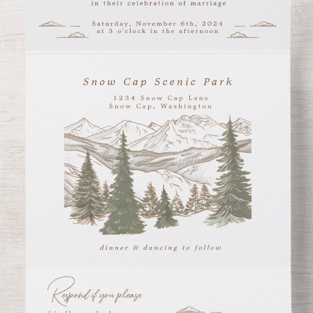 Into the Mountains All in One Wedding Invite (Inside Middle)