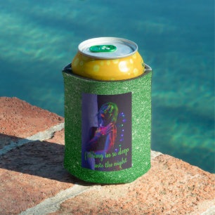Into the Night Green Faux Glitter Can Cooler