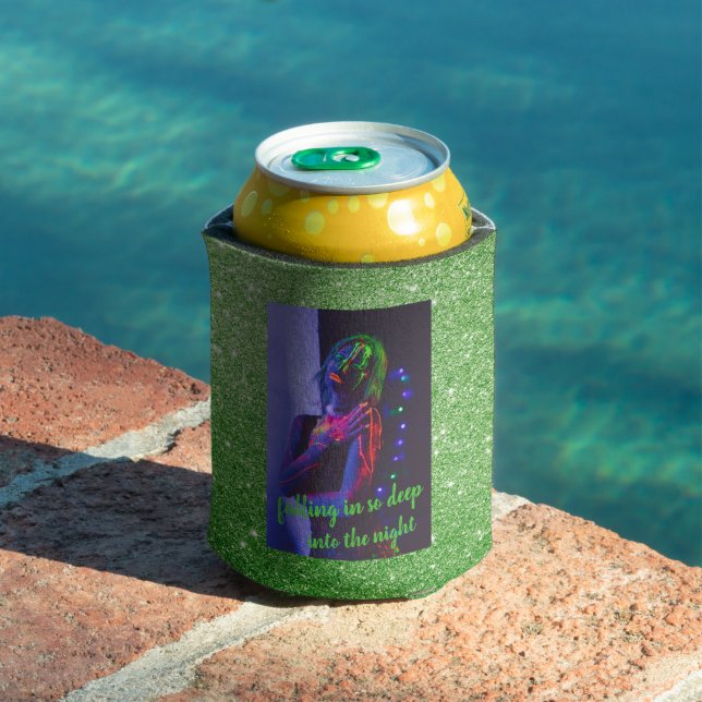 Into the Night Green Faux Glitter   Can Cooler (In Situ Pool)