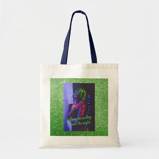 Into the Night Green Faux Glitter   Tote Bag (Front)