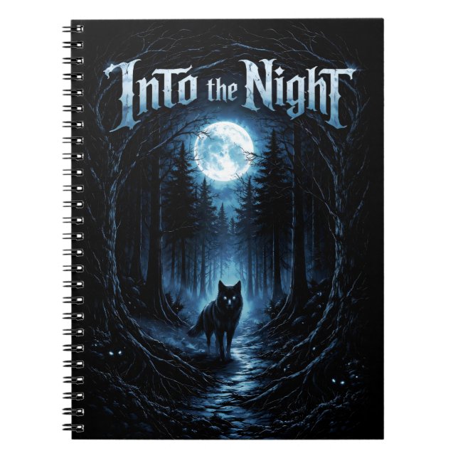 Into the Night — Moonlit Forest Notebook (Front)