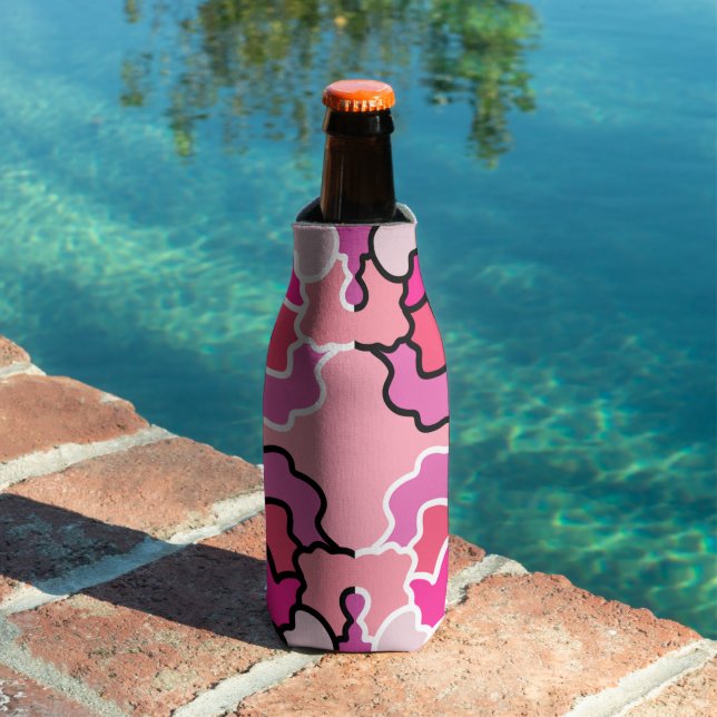 Into The Pink Mid Century Geometric Pattern Art Bottle Cooler (In Situ Pool)