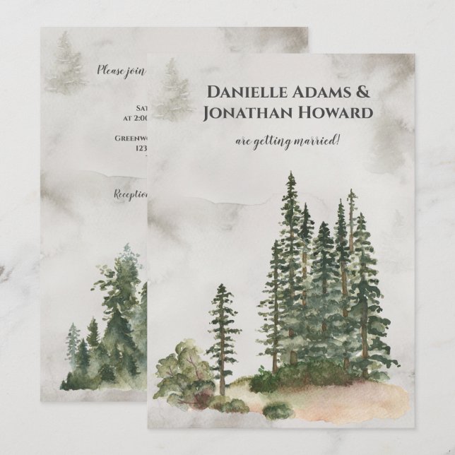 Into the Wild Fir Trees Rustic Wedding | Invitation (Front/Back)
