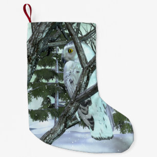 Into The Wild Snowy Owl SCENE HOLIDAY DECOR Small Christmas Stocking