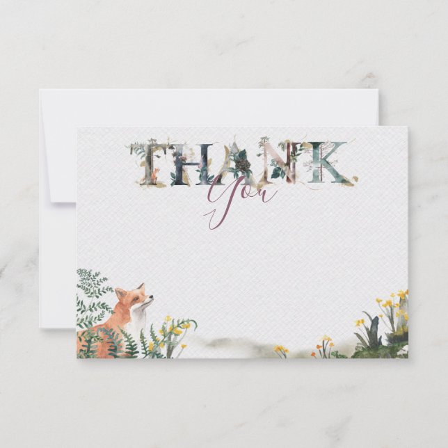 Into the wild Thank you note card with fox (Front)