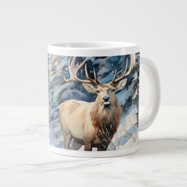 Into the Wilderness: The Majesty of Elk Large Coffee Mug (Front Right)