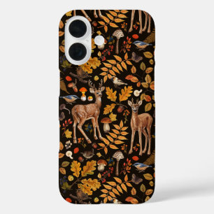 Into the woods/Autumn deer on black iPhone 16 Case