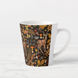 Into the woods/Autumn deer on black Latte Mug