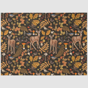 Into the woods/Autumn deer on black Tissue Paper