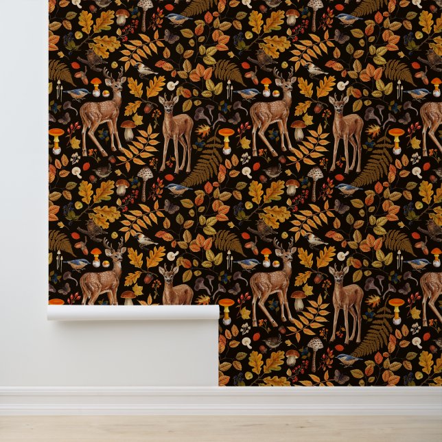 Into the woods/Autumn deer on black Wallpaper (Application)