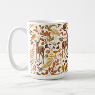 Into the woods/Autumn deer on off white Coffee Mug