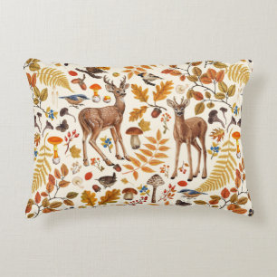 Into the woods/Autumn deer on off white Decorative Cushion