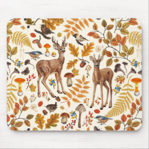 Into the woods/Autumn deer on off white Mouse Mat