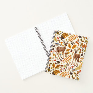 Into the woods/Autumn deer on off white Notebook
