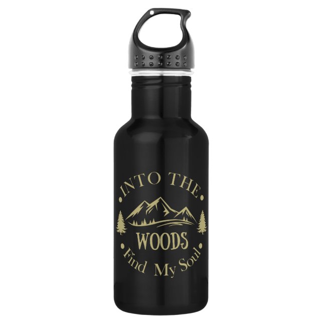 Into the woods funny hiking saying 532 ml water bottle (Front)