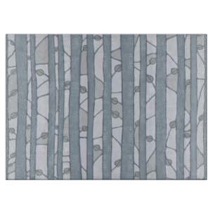 Into the Woods grey Glass Cutting Board large