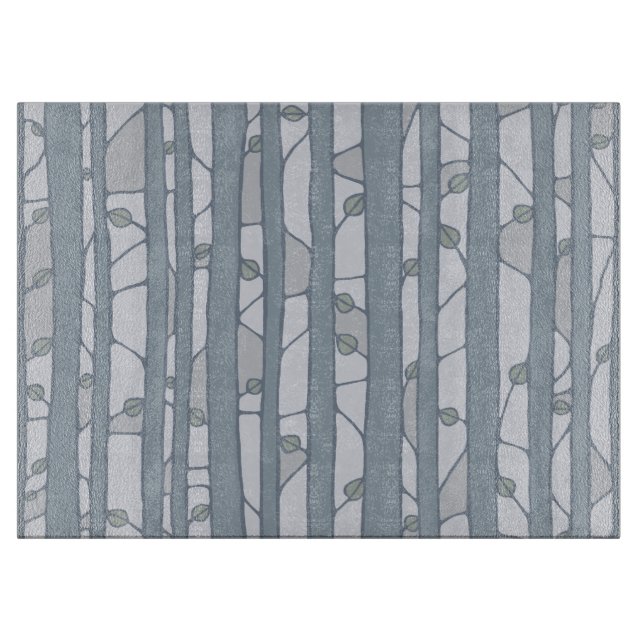 Into the Woods grey Glass Cutting Board large (Front)