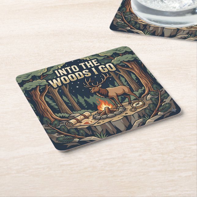 Into The Woods I Go Square Paper Coaster (Angled)
