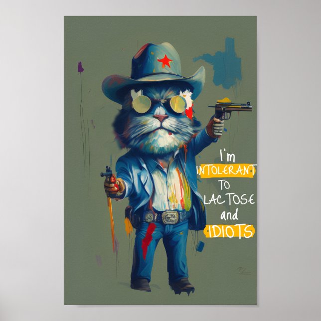 Intolerant to Lactose & Idiots Grumpy Cat Sheriff Poster (Front)
