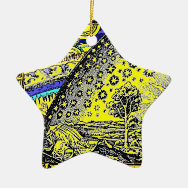 Intracate Celestial sphere Sun Moon Stars Planets Ceramic Tree Decoration (Front)