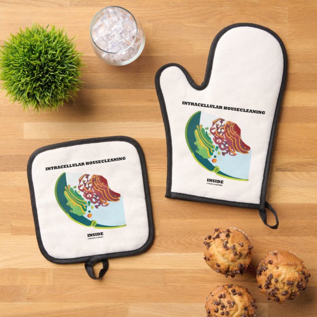 Intracellular Housecleaning Inside Endomembrane Oven Mitt & Pot Holder Set (Top Down)