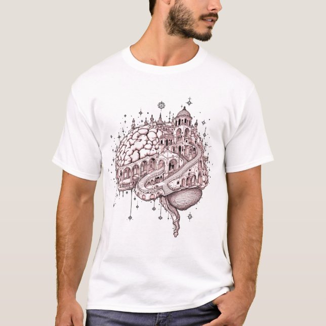 Intricate Architectural Brain City T-Shirt (Front)