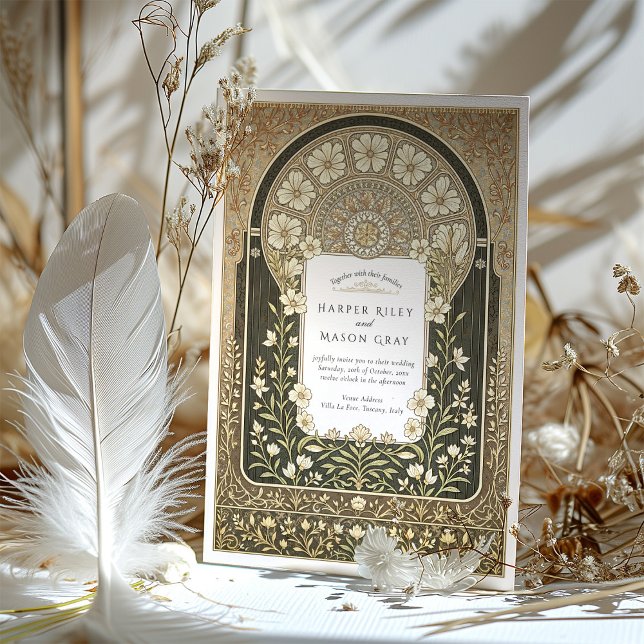 Intricate Art Nouveau Floral Wedding Invitation (Creator Uploaded)