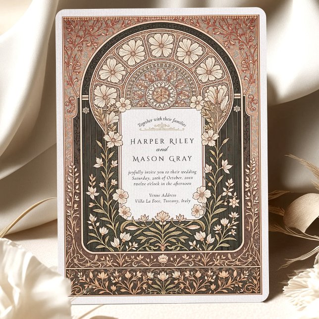 Intricate Art Nouveau Floral Wedding Invitation (Creator Uploaded)