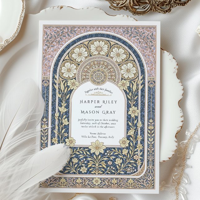 Intricate Art Nouveau Floral Wedding Invitation (Creator Uploaded)