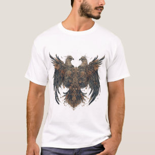 Intricate Artwork Featuring Two Eagles with Ornate T-Shirt