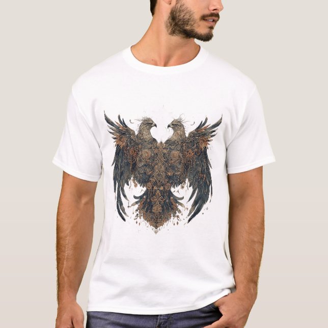 Intricate Artwork Featuring Two Eagles with Ornate T-Shirt (Front)