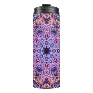 Intricate Bioluminescent Mandala in Purple Hues Thermal Tumbler