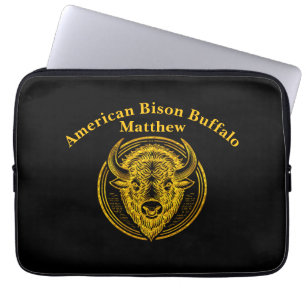 Intricate Bison Buffalo Head Illustration Laptop Sleeve