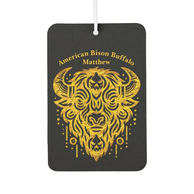 Intricate Bison Design With Tribal Elements Car Air Freshener (Front)