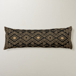 Intricate Black Gold Geometric Surface Pattern Body Cushion
