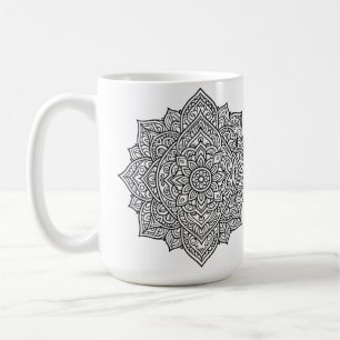 Intricate Black Line Mandala Art Coffee Mug