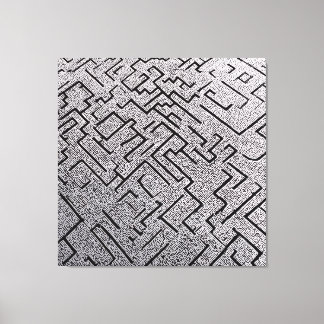 Intricate Black & White Labyrinth Maze Canvas Print
