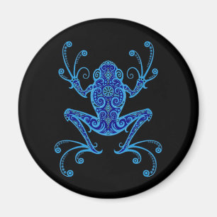 Intricate Blue and Black Tree Frog Magnet