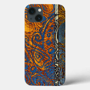 Intricate Blue and Orange Tribal Mehndi iPhone 13 Case